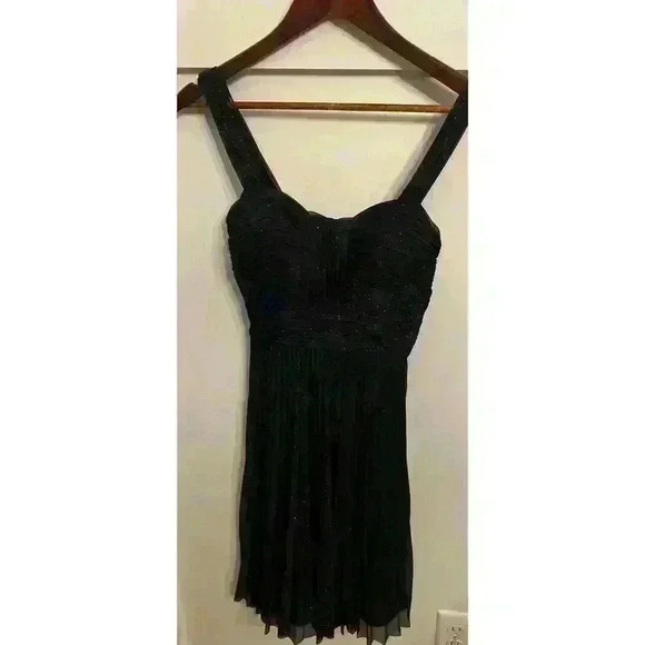 Cache' Gold Glittered Navy Blue Cocktail Dress, sz 0 - Picture 3 of 10